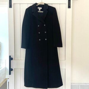 Preston and York Women's 100% Wool Button Down Full Length Black Coat Size 10